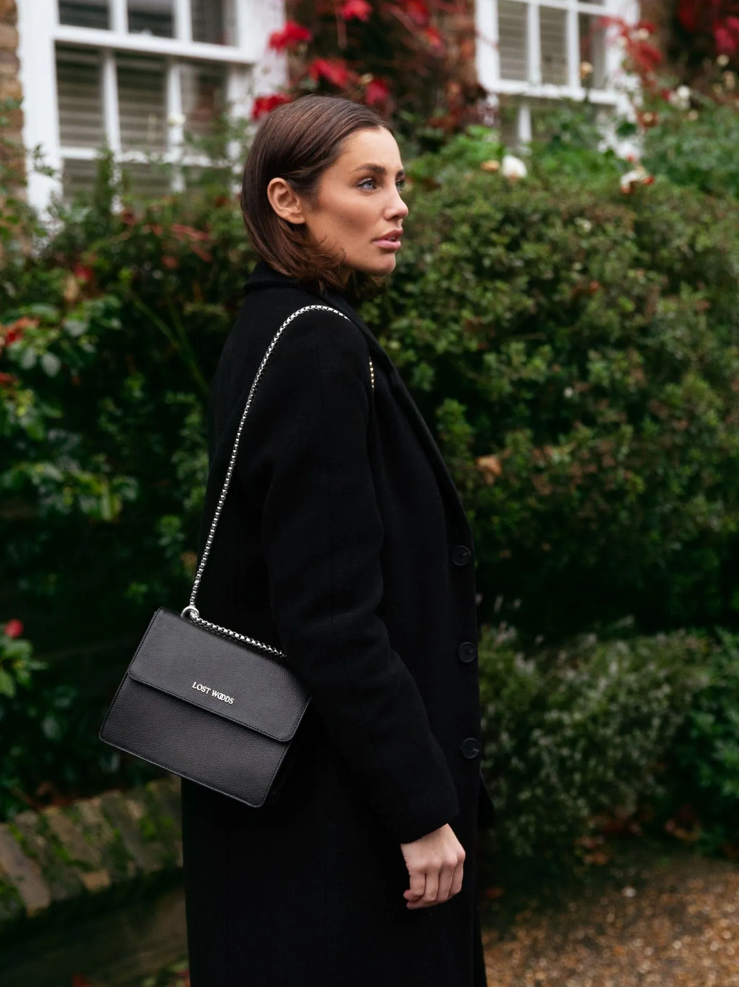 Willow MIRUM® Leather Vegan Chain Bag | Black & Silver