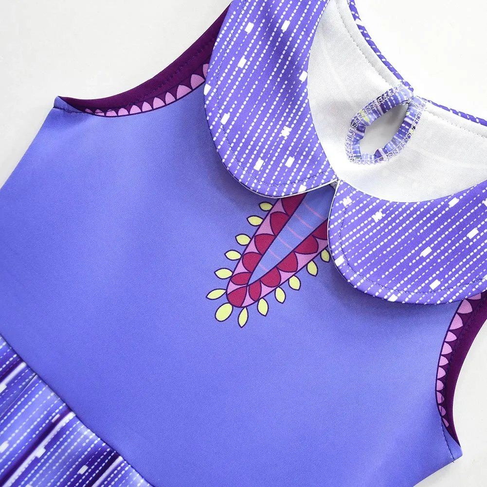 Wish Asha Movie Character Kids Children Purple Dress Cosplay Costume