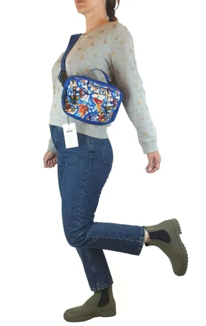Wolf & Mishka blue floral print cross body bum bag