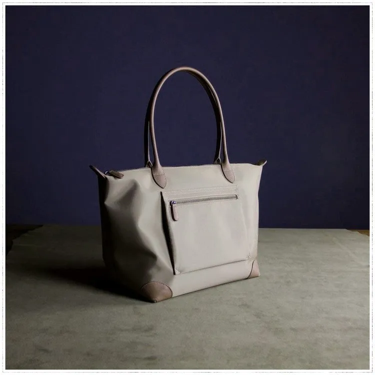 Womens Khaki Nylon Shoulder Tote Medium Khaki Nylon Handbag Purse for Ladies
