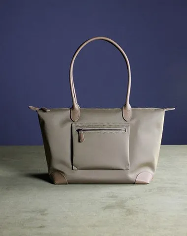 Womens Khaki Nylon Shoulder Tote Medium Khaki Nylon Handbag Purse for Ladies