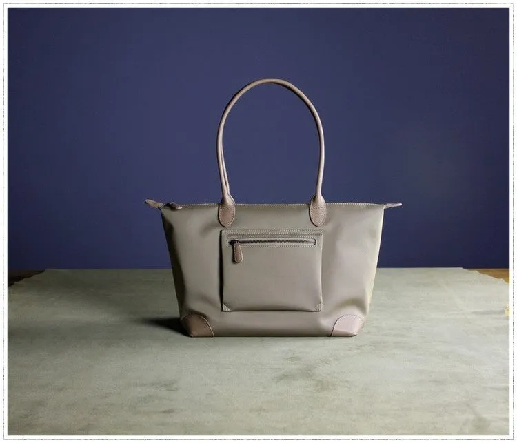 Womens Khaki Nylon Shoulder Tote Medium Khaki Nylon Handbag Purse for Ladies