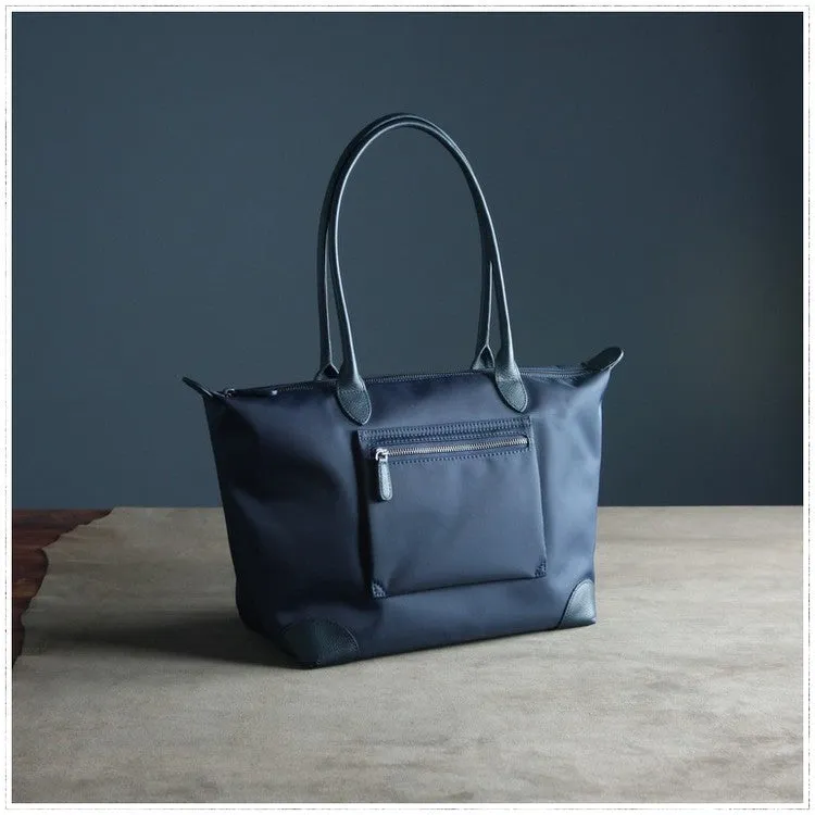 Womens Light Gray Nylon Shoulder Tote Large Light Gray&Yellow Nylon Handbag Purse for Ladies