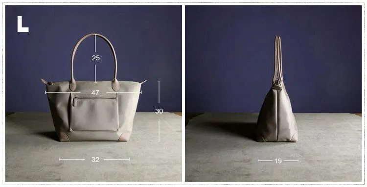 Womens Light Gray Nylon Shoulder Tote Large Light Gray&Yellow Nylon Handbag Purse for Ladies