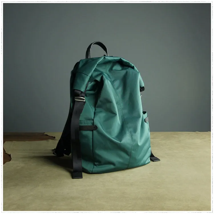 Womens Nylon Large Backpack Bag Bright Green Nylon Travel Backpack School Rucksack for Ladies