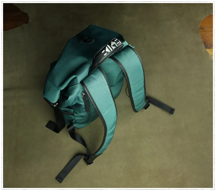 Womens Nylon Large Backpack Bag Bright Green Nylon Travel Backpack School Rucksack for Ladies