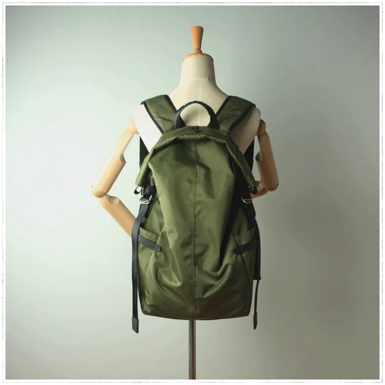 Womens Nylon Large Backpack Bag Bright Green Nylon Travel Backpack School Rucksack for Ladies