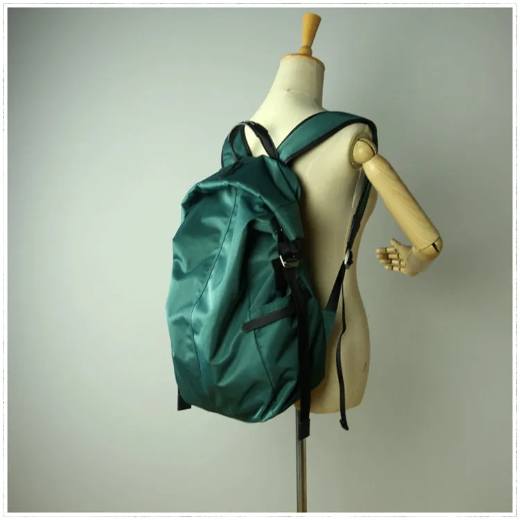 Womens Nylon Large Backpack Bag Bright Green Nylon Travel Backpack School Rucksack for Ladies