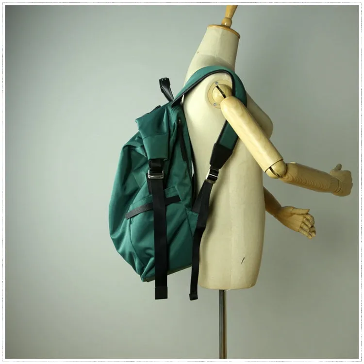 Womens Nylon Large Backpack Bag Bright Green Nylon Travel Backpack School Rucksack for Ladies