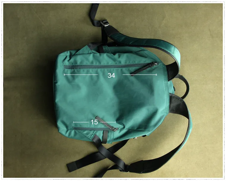 Womens Nylon Large Backpack Bag Bright Green Nylon Travel Backpack School Rucksack for Ladies