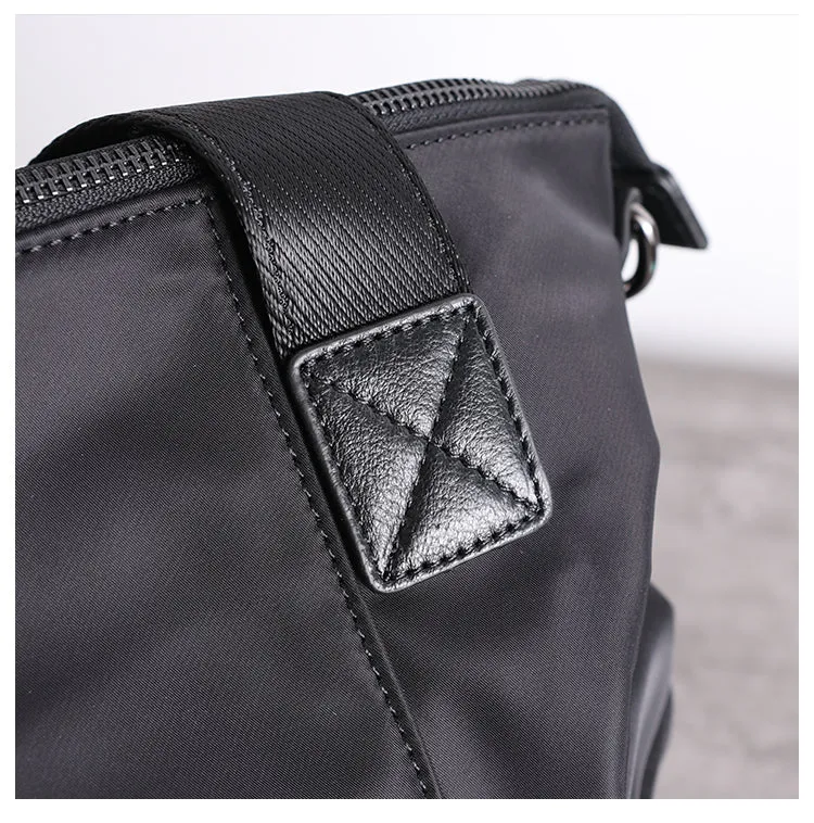 Womens Nylon Leather Travel Handbag Womens Black Nylon Gym Purse Nylon Work Handbag Purse for Ladies
