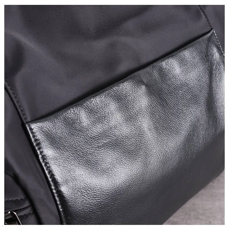 Womens Nylon Leather Travel Handbag Womens Black Nylon Gym Purse Nylon Work Handbag Purse for Ladies