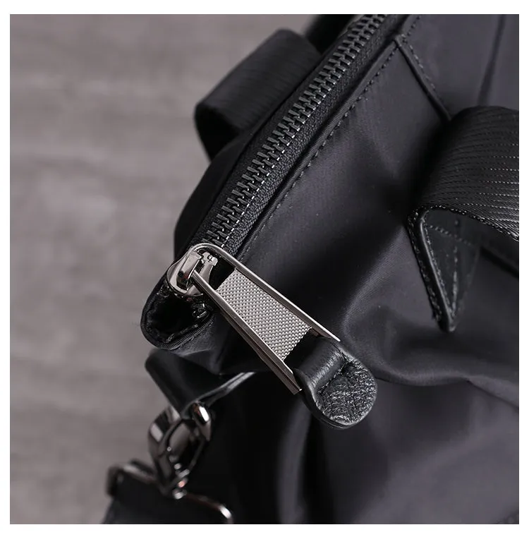 Womens Nylon Leather Travel Handbag Womens Black Nylon Gym Purse Nylon Work Handbag Purse for Ladies