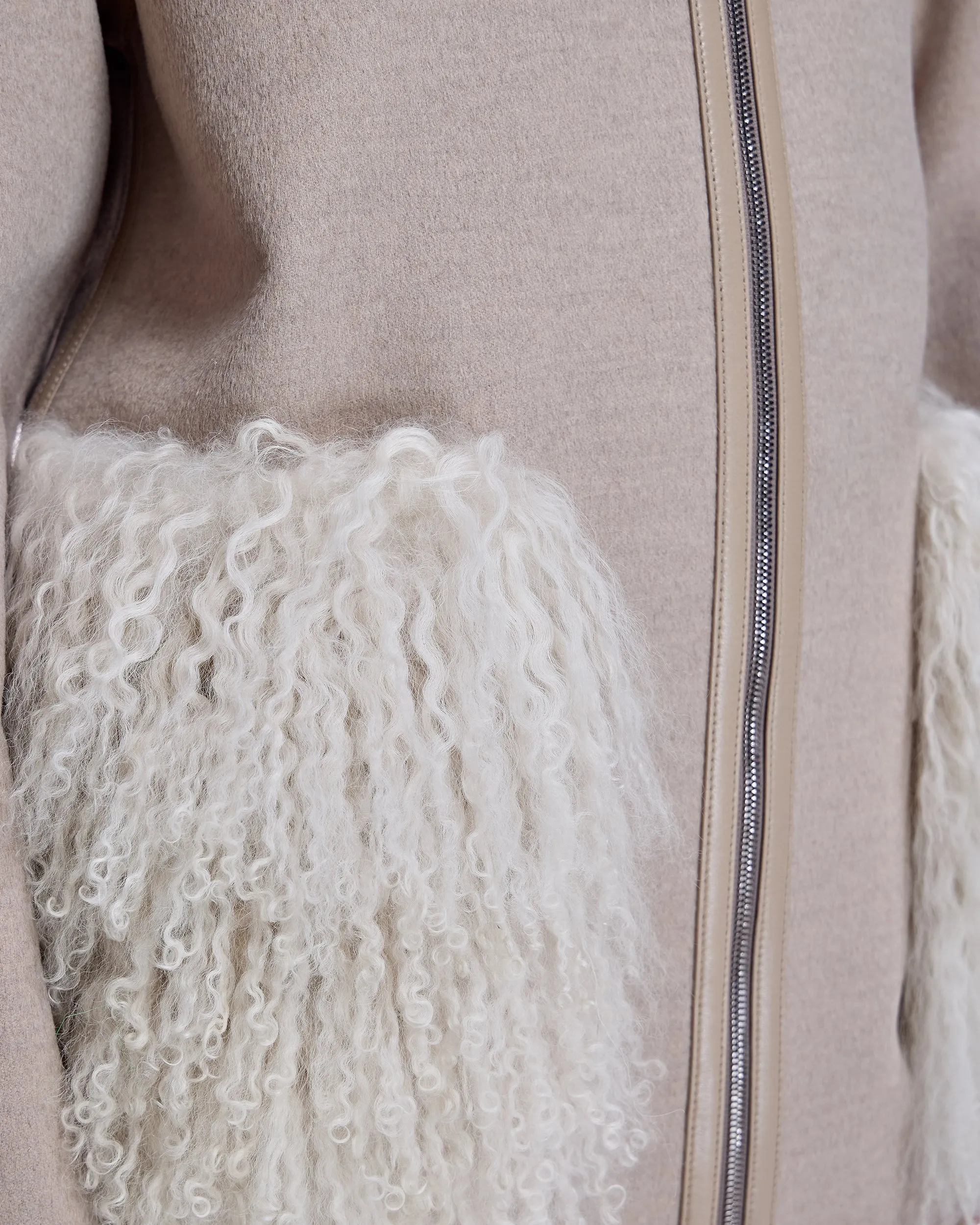 Wool blend Jacket with Mongolian Trim