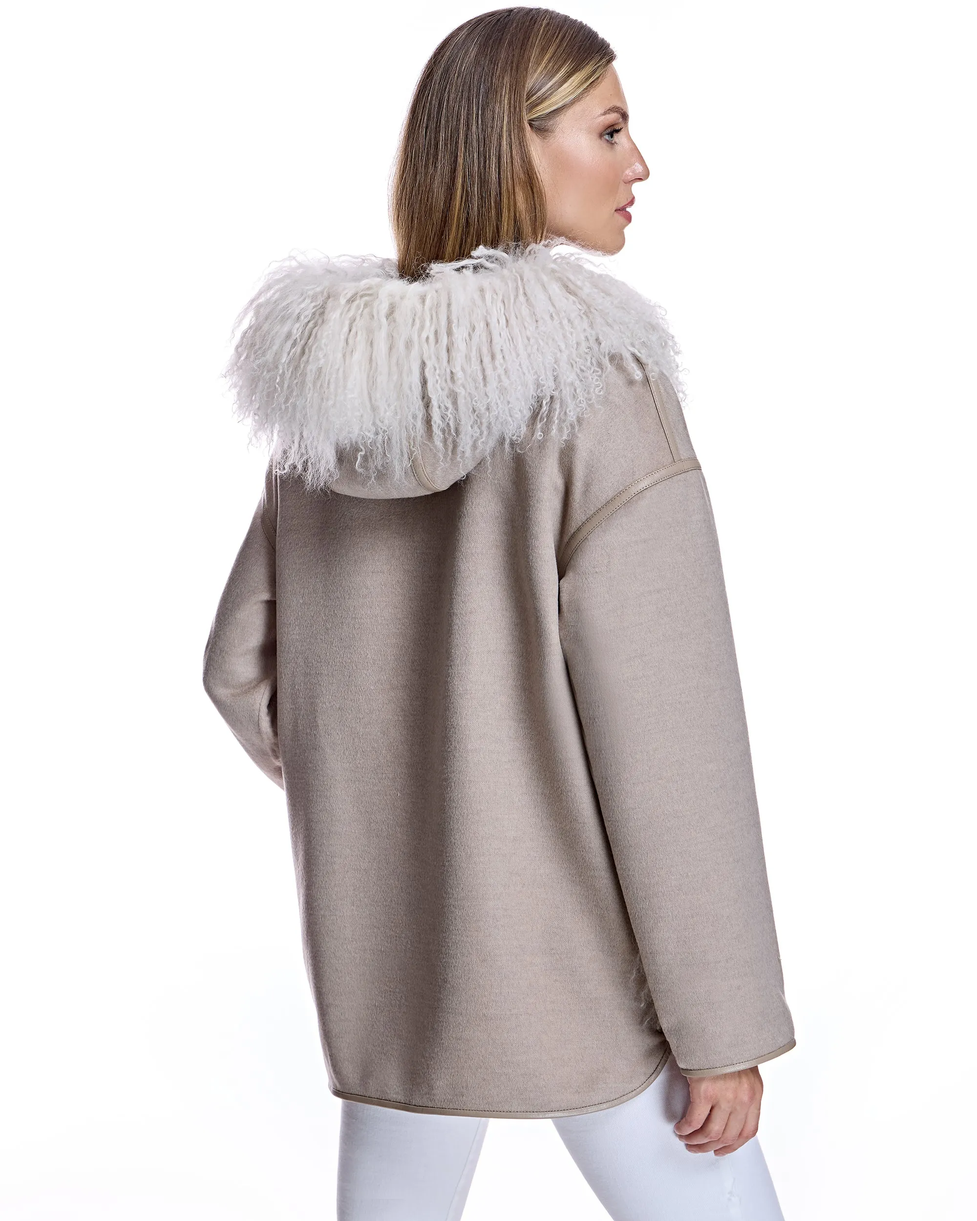 Wool blend Jacket with Mongolian Trim