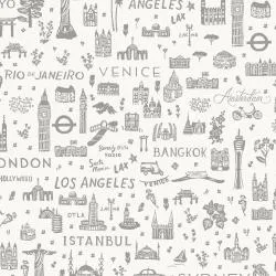 World Traveler Silhouette in Grey --  Bon Voyage by Rifle Paper Co. for C   Steel