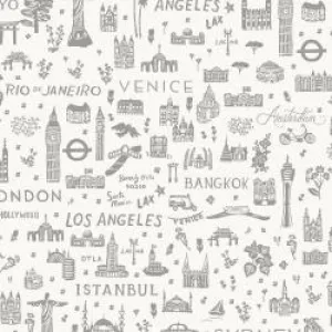 World Traveler Silhouette in Grey --  Bon Voyage by Rifle Paper Co. for C   Steel