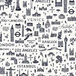 World Traveler Silhouette in Navy --  Bon Voyage by Rifle Paper Co. for C   Steel
