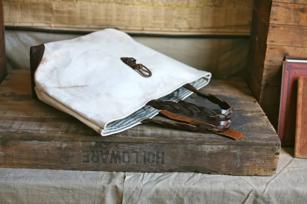 WWII era Canvas & Braided Leather Carryall - SOLD