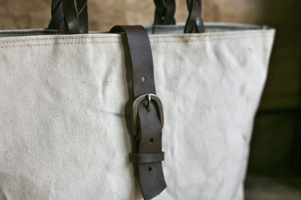 WWII era Canvas & Braided Leather Carryall - SOLD