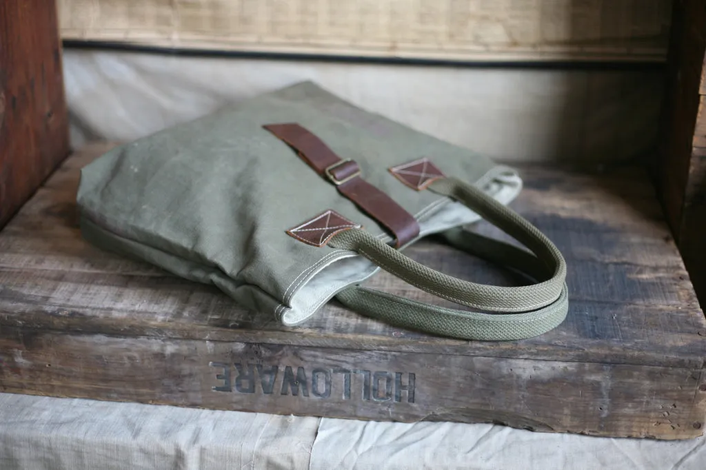 WWII era Canvas & Leather Tote Bag - SOLD