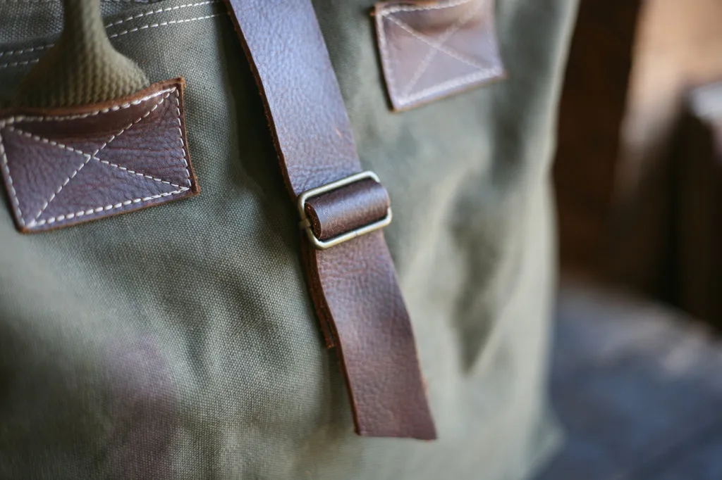 WWII era Canvas & Leather Tote Bag - SOLD