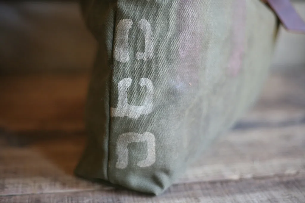 WWII era Canvas & Leather Tote Bag - SOLD