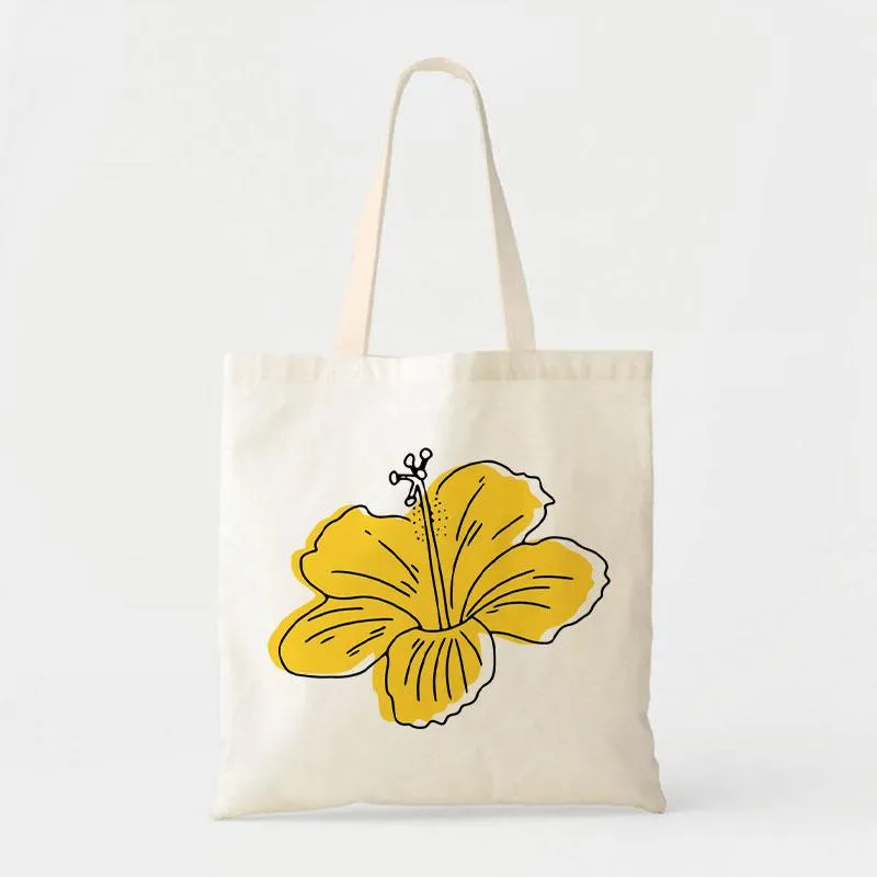 YELLOW HIBISCUS CANVAS BAG
