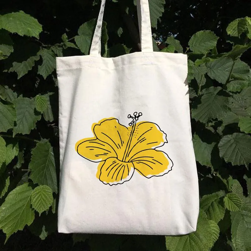 YELLOW HIBISCUS CANVAS BAG