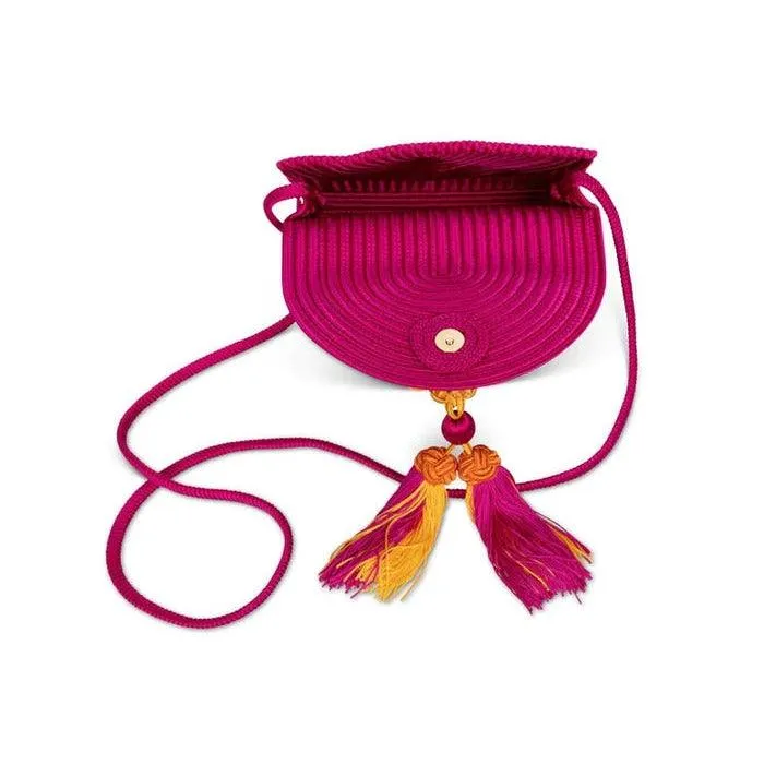 YVES SAINT LAURENT Ysl Pink Passementerie Yellow Tassel Shoulder Bag ,1990s