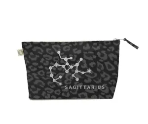 Zodiac Black Leopard Large Makeup Bag  - Sagittarius
